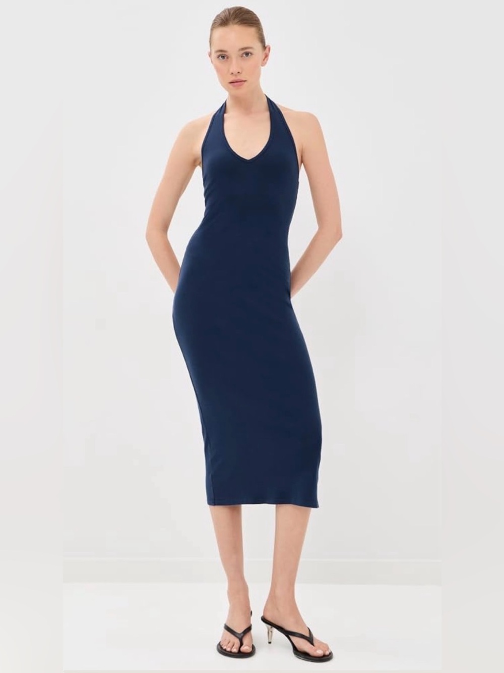 Nili Lotan Stevie Dress Admiral Blue Midi Halter Dress M NWT